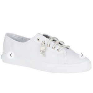 Sperry Top Sider White Canvas Women’s Seacoast Boat Shoes Sneakers 7.5